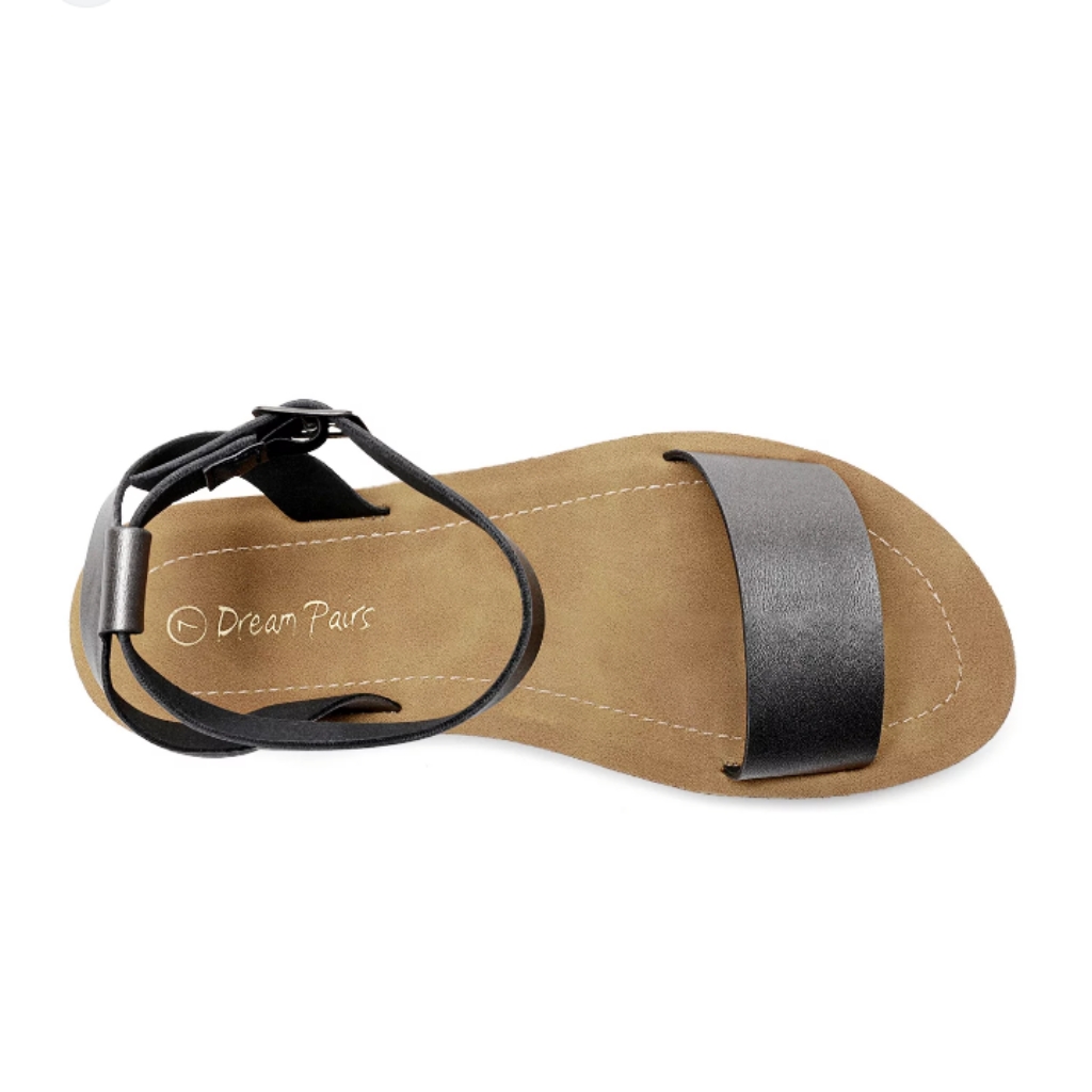 Dream Pairs Women’s One Band Ankle Strap Buckle Flat Sandals